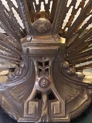 Vintage Victorian Gold Brass Fireplace Screen Cover Peacock Fan Folding 🦚 - Thumbnail 4