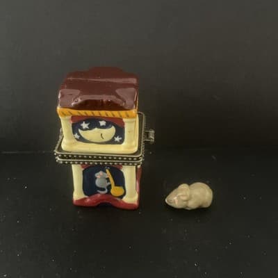 Small Ceramic Hickory Dickory Clock Ring Box w/ Mouse - - Thumbnail 4