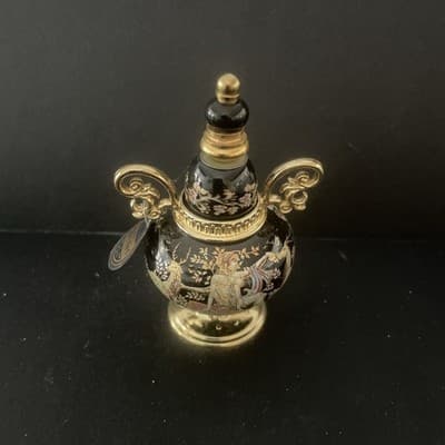 Greece handmade Venus perfume bottle black and gold empty excellent condtion - Thumbnail 2