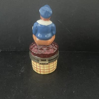 Miniature Little Jack Horner Nursery Rhyme Trinket Box Hinged Plus Pie VTG - Thumbnail 3