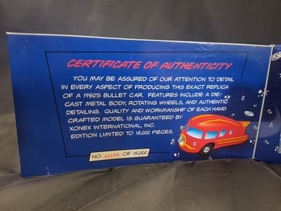 Xonex Limited Edition Die Cast Red 50s Spacebus Bullet Car 1998 05189 Of 15000 - Thumbnail 5