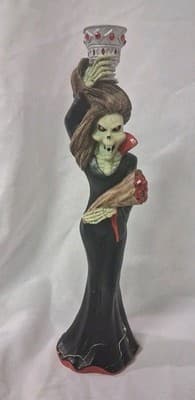 Vintage Halloween Fun World Lady Vampiress Vampire Candle Holder Cracked - Thumbnail 2