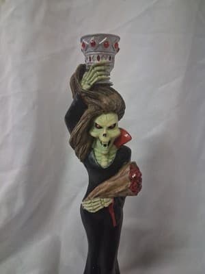 Vintage Halloween Fun World Lady Vampiress Vampire Candle Holder Cracked - Thumbnail 3
