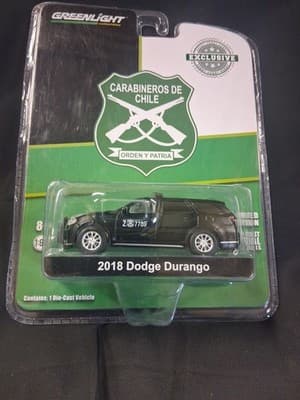 2021 Greenlight Black 2018 Dodge Durango Carabineros Chile Hobby Exclusive 1/64 - Thumbnail 2