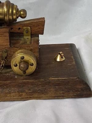Vtg Hand Crafted Brass & Wood Table Top Desk Decorative Cannon - Thumbnail 10