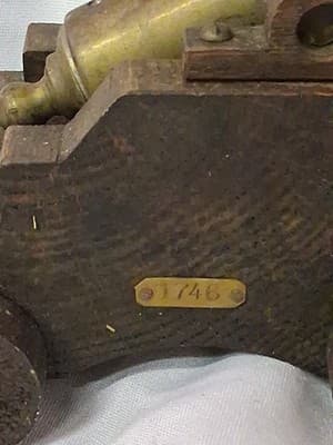 Vtg Replica Mini "1746" Cannon British War Wood Base Brass Canon Moving Wheels🪖 - Thumbnail 4