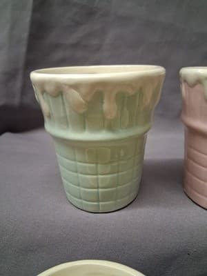 4 Trompe L’oeil Ice Cream Cup Dessert Bowl Cone Sundae Pastel - Thumbnail 6