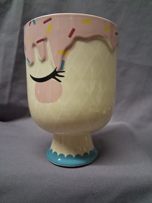 KALLA LADY Style Large Pink Ice Cream Cone Vase Votive Pop Art - Thumbnail 2