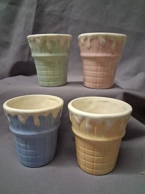 4 Trompe L’oeil Ice Cream Cup Dessert Bowl Cone Sundae Pastel - Thumbnail 2