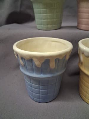 4 Trompe L’oeil Ice Cream Cup Dessert Bowl Cone Sundae Pastel - Thumbnail 3