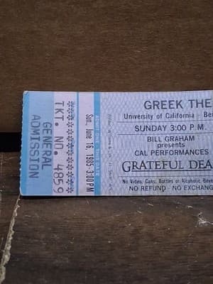 GRATEFUL DEAD TICKET STUB 06-14-1985 GREEK THEATRE BERKELEY - Thumbnail 3