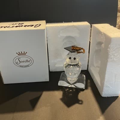Sorelle Glass Crystal Graduation Owl Sitting on a Book 5" T - Thumbnail 5