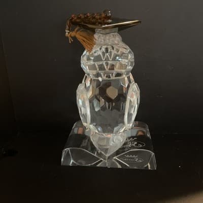 Sorelle Glass Crystal Graduation Owl Sitting on a Book 5" T - Thumbnail 2
