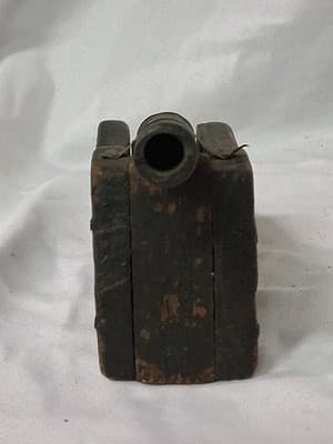 Vintage Mini Cannon Cast Iron Wood Carriage Rustic Military Decor - Thumbnail 6