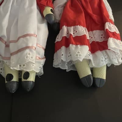 Vintage Peabody & Wright Porcelain Cow Dolls in Lace Victorian Outfits - Thumbnail 3