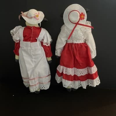 Vintage Peabody & Wright Porcelain Cow Dolls in Lace Victorian Outfits - Thumbnail 2