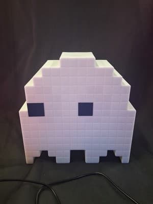 PacMan White Ghost Light Table Lamp Multi Colored Changes Colors Works USB Inc - Thumbnail 2