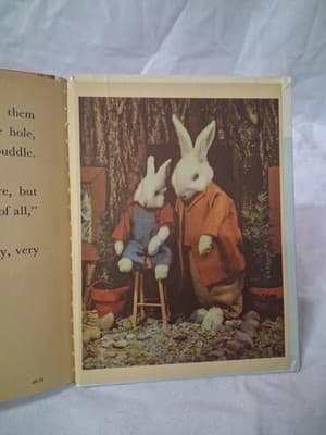 Vintage 1950 Children's Book THREE LITTLE BUNNIES Elf Book Real Live Animals - Thumbnail 7