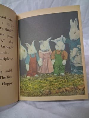 Vintage 1950 Children's Book THREE LITTLE BUNNIES Elf Book Real Live Animals - Thumbnail 8