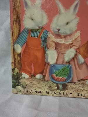 Vintage 1950 Children's Book THREE LITTLE BUNNIES Elf Book Real Live Animals - Thumbnail 5