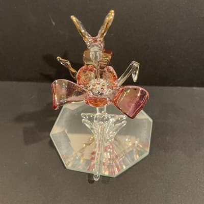 Hand Blown Spun Glass Figurine Hummingbird And Pink Flower5” - Thumbnail 3