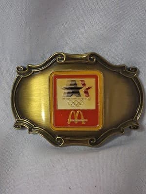 1980’s McDonald's Restaurant 1984 LA OLYMPICS Belt Buckle RainTree Brand USA - Thumbnail 2