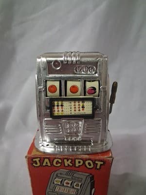 Vintage Tiny One Arm Bandit Fruit Machine Toy Made In Hong Kong, With Box Rare - Thumbnail 2