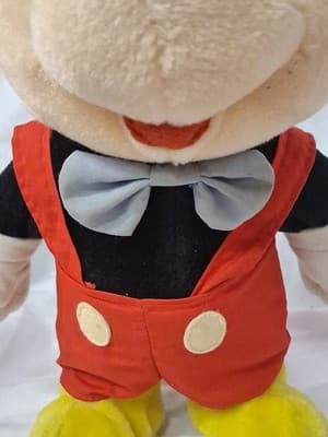 VINTAGE MICKEY MOUSE DOLL 14" WITH SUSPENDERS/BLUE BOW - Thumbnail 3