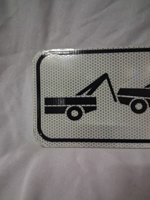 Tow Away Img Black/White Road Sign, 12" x 6", Made in USA, D.O.T. Grade No Holes - Thumbnail 2