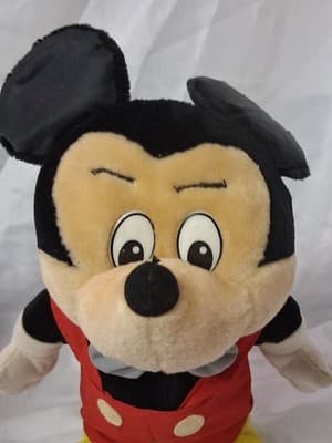 VINTAGE MICKEY MOUSE DOLL 14" WITH SUSPENDERS/BLUE BOW - Thumbnail 2
