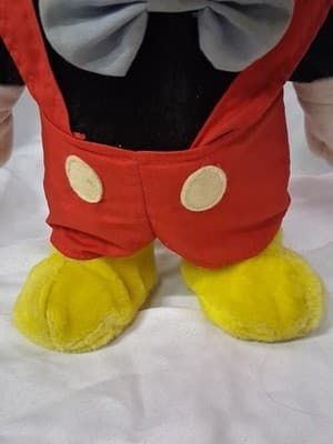 VINTAGE MICKEY MOUSE DOLL 14" WITH SUSPENDERS/BLUE BOW - Thumbnail 4