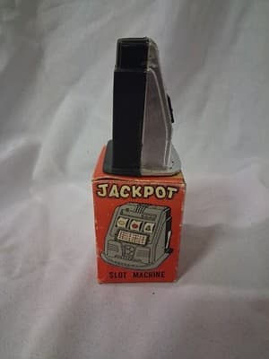 Vintage Tiny One Arm Bandit Fruit Machine Toy Made In Hong Kong, With Box Rare - Thumbnail 3
