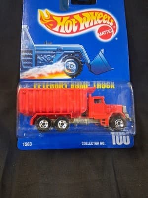 Hot Wheels Peterbilt Dump Truck #100 Never Removed from Package 1991 Red 1:64 - Thumbnail 3