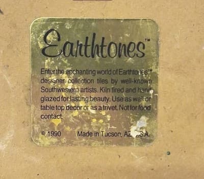 Vintage (1990) EARTHTONES Southwestern Decorative Ceramic Tile"End of the Trail" - Thumbnail 5