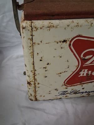 Vintage Cronstrom's Miller High Life Beer Metal Picnic Cooler Ice Chest 19" - Thumbnail 7