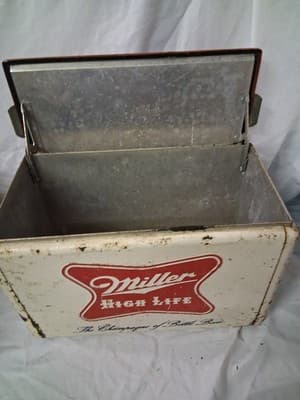 Vintage Cronstrom's Miller High Life Beer Metal Picnic Cooler Ice Chest 19" - Thumbnail 10