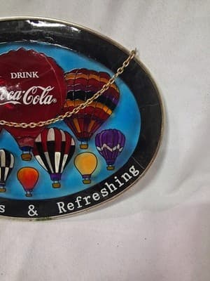 Vtg 1997 Coca-Cola Classic Hot Air Balloon Stained Glass 9”x6” In Orig Box - Thumbnail 7