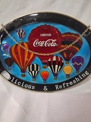 Vtg 1997 Coca-Cola Classic Hot Air Balloon Stained Glass 9”x6” In Orig Box - Thumbnail 6