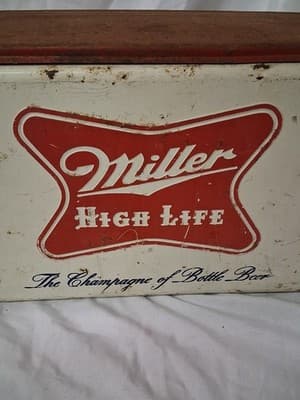 Vintage Cronstrom's Miller High Life Beer Metal Picnic Cooler Ice Chest 19" - Thumbnail 2
