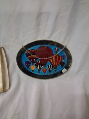 Vtg 1997 Coca-Cola Classic Hot Air Balloon Stained Glass 9”x6” In Orig Box - Thumbnail 8