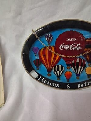 Vtg 1997 Coca-Cola Classic Hot Air Balloon Stained Glass 9”x6” In Orig Box - Thumbnail 5