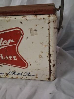 Vintage Cronstrom's Miller High Life Beer Metal Picnic Cooler Ice Chest 19" - Thumbnail 8