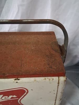 Vintage Cronstrom's Miller High Life Beer Metal Picnic Cooler Ice Chest 19" - Thumbnail 4