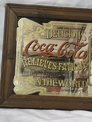 Vintage 1980s Coca Cola Framed Advertising Mirror Soda Sign Victorian Lady 14X20 - Thumbnail 2