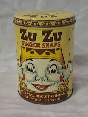 Vintage 1982 Zu Zu Ginger Snaps 8oz Metal Tin Replica 1916 Design - Thumbnail 3