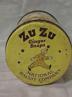 Vintage 1982 Zu Zu Ginger Snaps 8oz Metal Tin Replica 1916 Design - Thumbnail 2