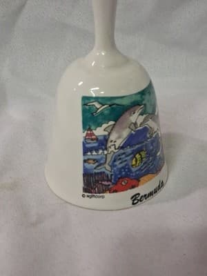 Agiftcorp Bermuda Souvenir Bell Ocean And Dolphins Theme Nice! - Thumbnail 2
