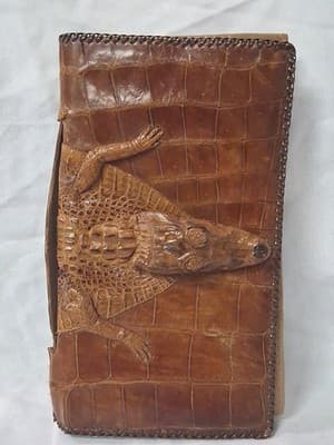 Vtg Cuba Purse Women's Brown Genuine Leather Alligator Body Zipper, Dmg On Strap - Thumbnail 5