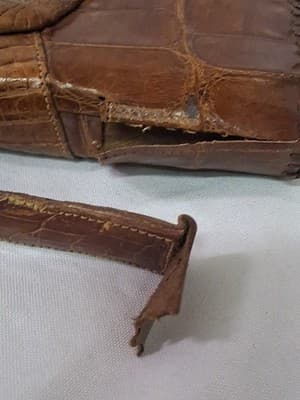 Vtg Cuba Purse Women's Brown Genuine Leather Alligator Body Zipper, Dmg On Strap - Thumbnail 11