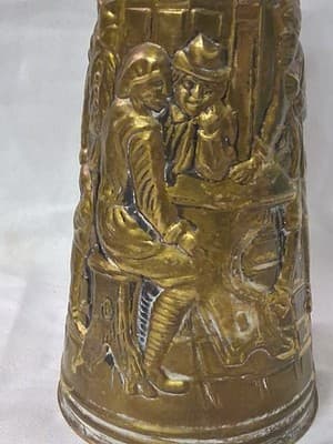 Vintage Brass Embossed ELPEC Pitcher England Colonial Tavern Bar Decor - Thumbnail 8